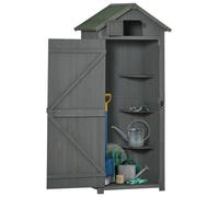 Vertical Wood Tool Storage Cabinet With 3 Shelves Garden Shed Organiser