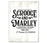 Vertical Wooden Sign for Wall Scrooge And Marley Counting House Wall Art Quote Decor Wood Hanging Sign for Home Farmhouse Kictchen Living Room 12×16 in
