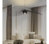 Vertigo LED Pendant Light E27 Max 40W Creative Fabric Shade & Iron Art Design Modern Hanging Lamp for Living Room & Cafe Black Finish Unique Home Decor