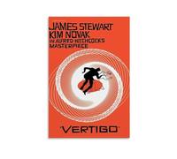 Vertigo Movie Poster Art Print Vintage Alfred Hitchcock Film Decor Classic Hollywood Wall Art Retro Cinema Artwork James Stewart Kim Novak Home Decoration Gift 20x30inch(50x75cm) Unframed