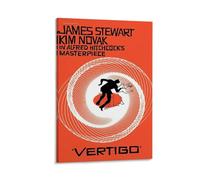 Vertigo Movie Poster Art Print Vintage Alfred Hitchcock Film Decor Classic Hollywood Wall Art Retro Cinema Artwork James Stewart Kim Novak Home Decoration Gift 08x12inch(20x30cm) Framed