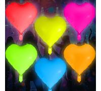 Vertintong 12 Pcs 22 Inches Heart Glow in the Dark Neon Balloons Glow Party Supplies Neon Foil Balloons 90 80s Hip Hop for Halloween Christmas Birthday Wedding Anniversary Backdrop Decor