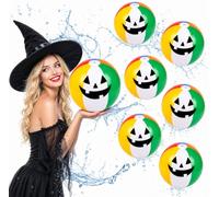 Vertintong 12 Pcs Halloween Pumpkin Beach Balls Inflatable Decoration 14 inches Plastic Jack O Lantern Party Decoration Inflatable for Halloween Yard, Garden, and Lawn (Beach Ball,Black White Orange)