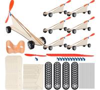 Vertintong 12 Sets Rubber Band Propeller Car Kit DIY Bulk STEM Project with Complete Materials and Instructions DIY Physics Car Kit for Science Fair, Group Activities