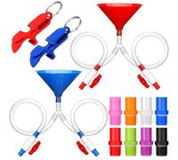 Vertintong 2 Pack Beer Bong Tube and Funnel with Valve Drinking Funnel Funny with 8 Interchangeable Mouthpieces and 2 Shotgun Keychain Tool for Bachelor Party Birthday Drinking Games (Double End)