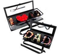 Vertintong 2 Sets Father Mother's Day Gift Empty Dad Mom Fillable Flower Gift Boxes I Love U Cardboard Letter Shaped Fillable Packaging Box with Gold Butterfly for Mother's Day Birthday (Black,Dad)