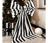 Vertintong 26.5 x 42 Inch Extra Large Christmas Black and White Stripe Bow Christmas Bow Decoration Xmas Wreath Ribbon Ornament for Xmas Tree Wreath Wall Holiday Party Decorations