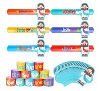 Vertintong 48 Pcs Jesus Love You Gifts Christian Slap Bracelets with Jesus Cards Religious Gifts Bulk for Student Awards Sunday School Party Favors