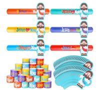 Vertintong 48 Pcs Jesus Slap Bracelets Bulk Christian Bracelets Jesus Love You Gifts Religious Snap Wristbands for Classroom Awards Sunday School Party Favors
