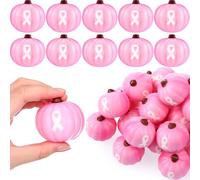 Vertintong 48pcs Breast Cancer Pink Ribbon Pumpkin Stress Balls Bulk Mini Foam Squeeze Ball for Women Breast Awareness Charity Events Stress Relief Supplies