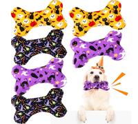 Vertintong 6 Pack Halloween Dog Squeaky Bone Toys Halloween Plush Interactive Dog Pets Birthday Bone Shape Stuffed Chew Toys for Puppy Small Medium Large Squeak Toss Play