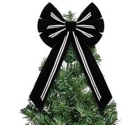 Vertintong Christmas Gothic Tree Topper 28 x 14 Inches Velvet Black and White Christmas Tree Decorations Bow Halloween Bows for Wreaths Fall Home Front Door Decor
