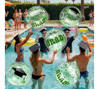 Vertintong Green 10 Pcs 16 Inch Graduation Inflatable Beach Balls Activities Congrats Grad Beach Ball Congrats Grad Sign Bulk for Class of 2026 Swimming Pool Graduation Party Supplies Favors