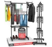 VertiSlim Dry Airer Clothes Drying Rack 4-Tier Foldable - Vertical Laundry Rack in Stainless Steel - Space-Saving with Wheels and Side Wings - Black Color for Indoors and Outdoors