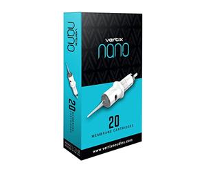 Vertix - Nano Membrane Cartridge Needles - 7 Round Shader - 0.25mm Medium Taper - Maximize Ink Flow & Saturation - For PMU Permanent Makeup Application Tattooing & Microblading (20 Count)