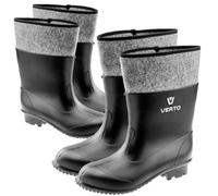 VERTO Mens PVC Felt Wellington Boots with Felt Lined High Shaft Non-Slip Outsole with Non-Slip Tread - Boots are 2 Size Larger, black, 10 UK