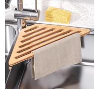 VERTORGAN Dish Drying Rack for Sink Corner,Bamboo Drainer Mat for Kitchen,Sink Accessories(Natural)