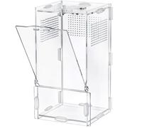 VERTUPET Jumping Spider Enclosure, 4''x4''x8'' Acrylic Arboreal Reptile Tank, Habitat Transparent Enclosure Breeding Box with Locking Vivarium Latch for Frog, Crickets, Snails