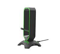 Vertux Extent 3 in 1 Gaming Headset Stand Mount with Mouse Bungee, 3.0 USB Charging Ports, Non-Slip Split Feet and Glare RGB LED Lighting, Black