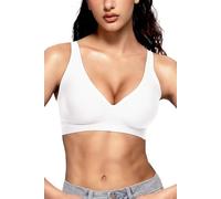 Vertvie Bras for Women Non Wired Deep V Seamless Wireless Push Up Bra Comfort Plunge T Shirt Soft Support Full Coverage Everyday Bralettes(White,3X-Large)