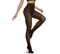Vertvie Fleece Lined Tights Women Plus Size Fake Translucent Leggings Thermal High Waisted Pantyhose Winter Warm Sheer Thick Tight Autumn Black 220g