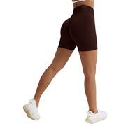 Vertvie Scrunch Bums Gym Shorts for Women Seamless High Waisted Workout Sexy Hip Lifting Tummy Control Booty Shorts for Sports Running Cycling Yoga (Dark Brown,M)