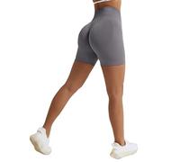 Vertvie Scrunch Bums Gym Shorts for Women Seamless High Waisted Workout Sexy Hip Lifting Tummy Control Booty Shorts for Sports Running Cycling Yoga (Grey,L)