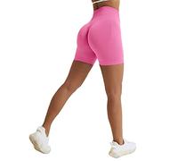 Vertvie Scrunch Bums Gym Shorts for Women Seamless High Waisted Workout Sexy Hip Lifting Tummy Control Booty Shorts for Sports Running Cycling Yoga (Pink,XL)