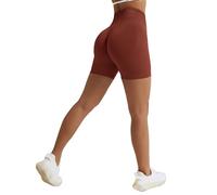 Vertvie Scrunch Bums Gym Shorts for Women Seamless High Waisted Workout Sexy Hip Lifting Tummy Control Booty Shorts for Sports Running Cycling Yoga (Fired Brick,S)