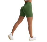Vertvie Scrunch Bums Gym Shorts for Women Seamless High Waisted Workout Sexy Hip Lifting Tummy Control Booty Shorts for Sports Running Cycling Yoga (Army Green,S)