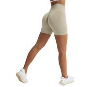 Vertvie Scrunch Bums Gym Shorts for Women Seamless High Waisted Workout Sexy Hip Lifting Tummy Control Booty Shorts for Sports Running Cycling Yoga (Light Brown,L)