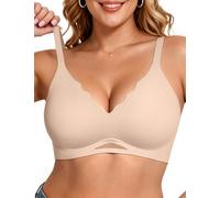 Vertvie Seamless Bra Non Wired Support Bras for Women Scalloped Wireless Push Up Bras Soft Full Coverage Comfort Ladies T Shirt Everyday Bra (Nude,L)