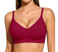 Vertvie Seamless Bra Women's Underwired Padded Soft T-Shirt Bra Seamless Comfortable, 1 piece: red, M