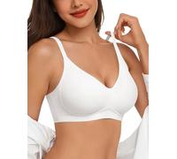 Vertvie Seamless Bras for Women Non Wired Wireless Push Up Bra Comfort Soft T-Shirt Bra Padded Support Sleep Bralettes (White,XL)