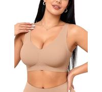 Vertvie Wireless Jelly Bras for Women Seamless T-Shirt Bra Non Wired Support Full Coverage Bralettes Pull On Everyday Sports Bras (Praline,3XL)
