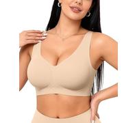 Vertvie Wireless Jelly Bras for Women Seamless T-Shirt Bra Non Wired Support Full Coverage Bralettes Pull On Everyday Sports Bras (Sand,L)