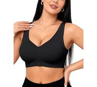 Vertvie Wireless Jelly Bras for Women Seamless T-Shirt Bra Non Wired Support Full Coverage Bralettes Pull On Everyday Sports Bras (Black,XL)