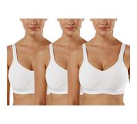 Vertvie Women’s 1/2/3-Piece Set Sports Bra, Plain, Without Underwire, Bustier, Classic, Comfortable, Stretch Bra, Medium Support, Padded, Feel-Good Bra, Pack of 3 White, XXX-Large