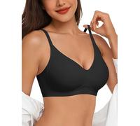 Vertvie Womens Seamless Bra No Underwire Comfort Push Up Bras Buttery Soft Wireless Bralette Full Coverage Sport Everyday Bra,1pc Black, 3XL