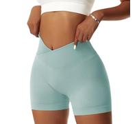 Vertvie Women's Seamless Gym Shorts V Waist Scrunch Bums Ruched Booty Shorts for Workout Running Cycling Activewear Yoga Sports (1pc-Robin Egg Blue,M)