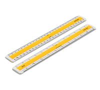 Verulam 12" Imperial Flat Oval Scale Ruler with No.203 Scales - Side 1: 1:500 ft & 1:2500 ft. Side 2: 1:1250 ft & 1:10 560 ft (6″=1 Mile)