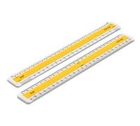 Verulam 12" Imperial Flat Oval Scale Ruler with No.204 Scales - Side 1: 1:500 ft & 1:2500 ft, Side 2: 1/8", ¼" & ½", 1" = 1ft