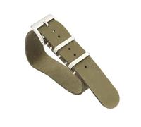 Veruying 20/22mm One-Piece Vintage Matte Soft Genuine Leather Watch Strap, Green, 22mm