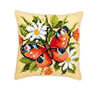 Vervaco 1200Ƣ Butterfly Cross Stitch Cushion, Multi-Colour