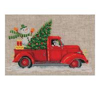 VERVACO (3PL) Cross Stitch CMAS, Cotton, Christmas Truck (14 Count), ca. 33 x 22 cm /13,2" x 8,8"