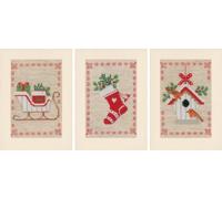 VERVACO (3PL) Cross Stitch, Cotton, Christmas Motif (18 Count), ca. 10,5 x 15 cm /4,2" x 6"