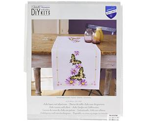 Vervaco Aida Runner Butterflies, Cotton Blend, Assorted, 18.3 x 0.5 x 9.5 cm