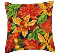 Vervaco Autumn Leaves Cross Stitch Cushion, Multi-Colour