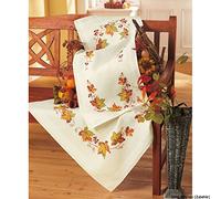 Vervaco "Autumn Leaves Tablecloth Embroidery, 100 Percent Cotton, Multi-Colour