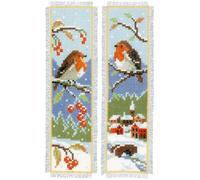 Vervaco B/MARK ROBINS - Counted Cross Stitch Kit: Bookmark: Robins: Set of 2 Vervaco Multicolor